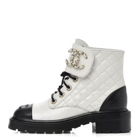 chanel 9 boots white|chanel quilted combat boots.